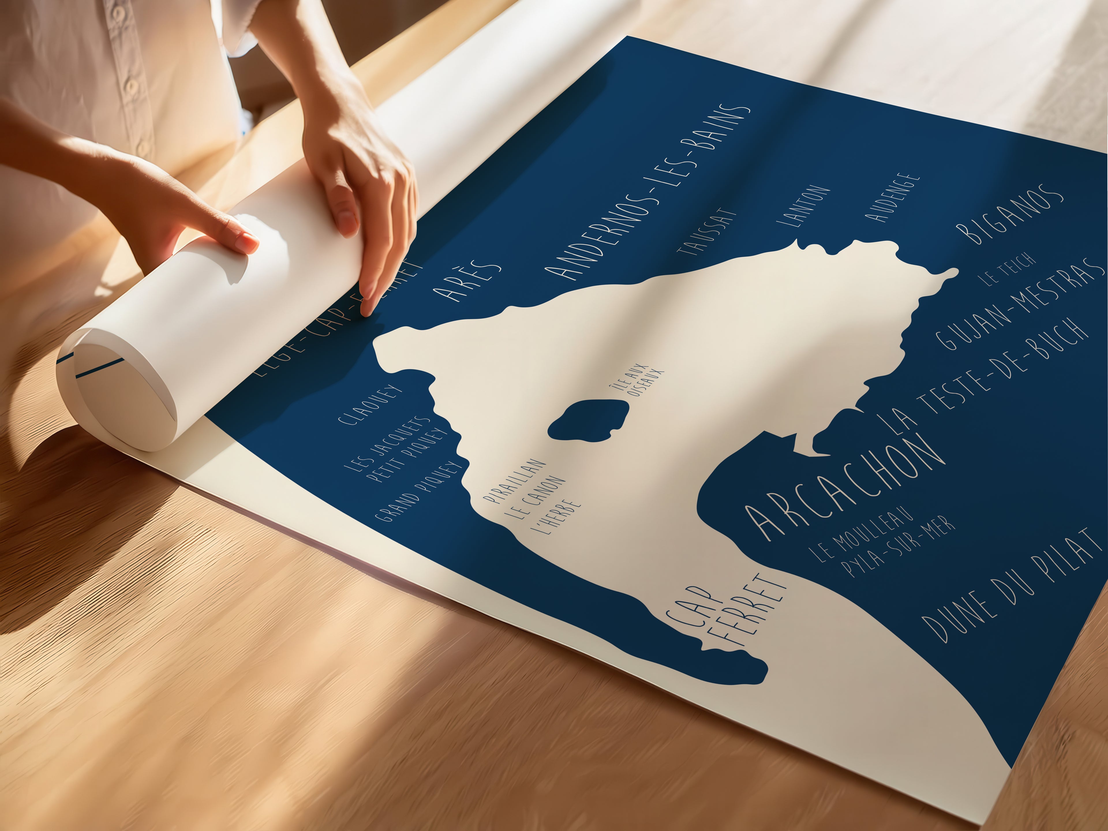 Poster mural Bassin d’Arcachon en papier premium, décoration murale originale.