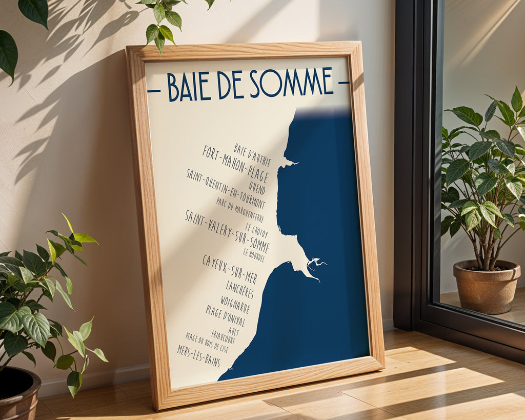 Affiche Baie de Somme – carte graphique du littoral français pour décoration murale