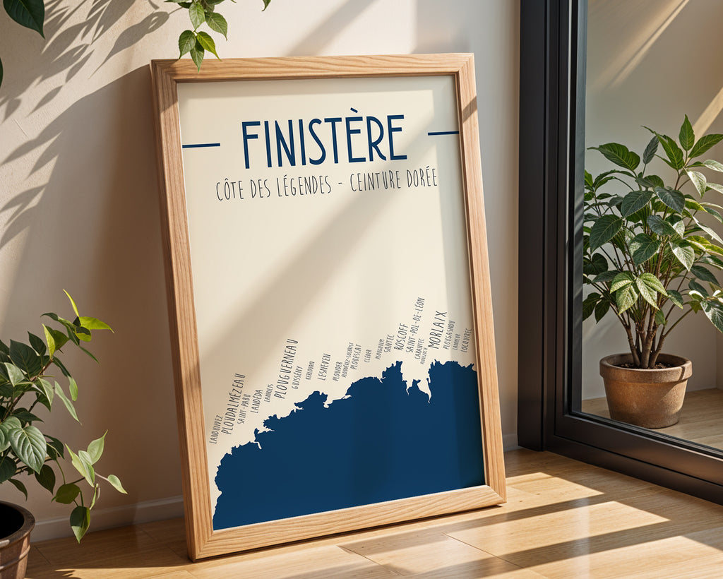 Affiche Finistère Bretagne Zoe Poster – illustration minimaliste de la côte bretonne