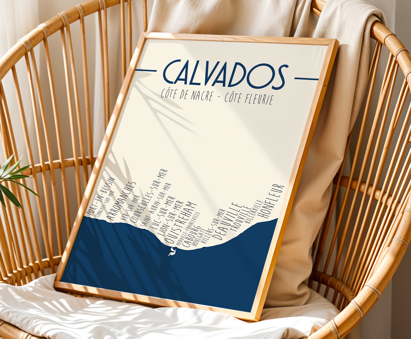 Carte décorative Normandie Calvados style graphique moderne pour salon ou bureau.