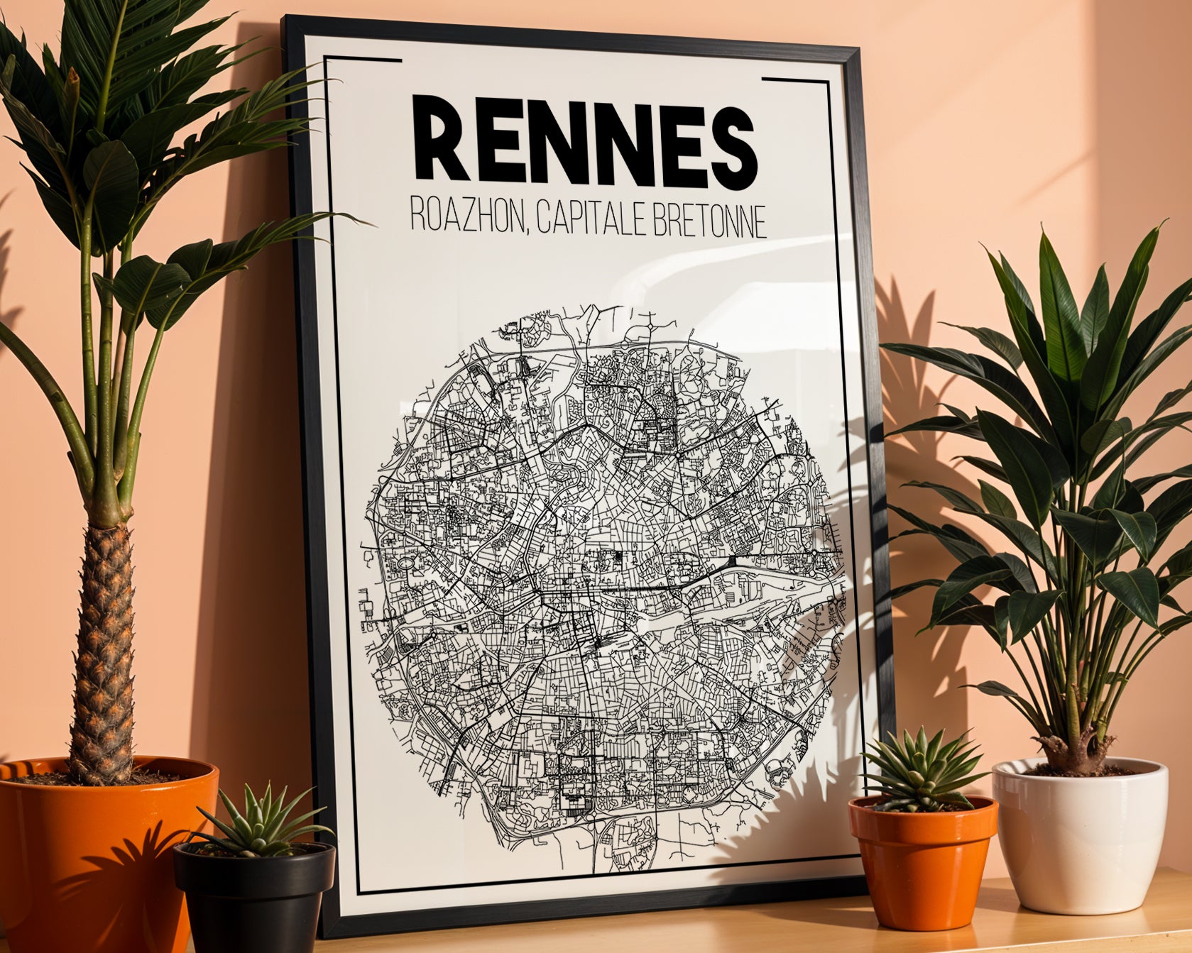 Affiche carte de Rennes – décoration murale minimaliste Zoe Poster