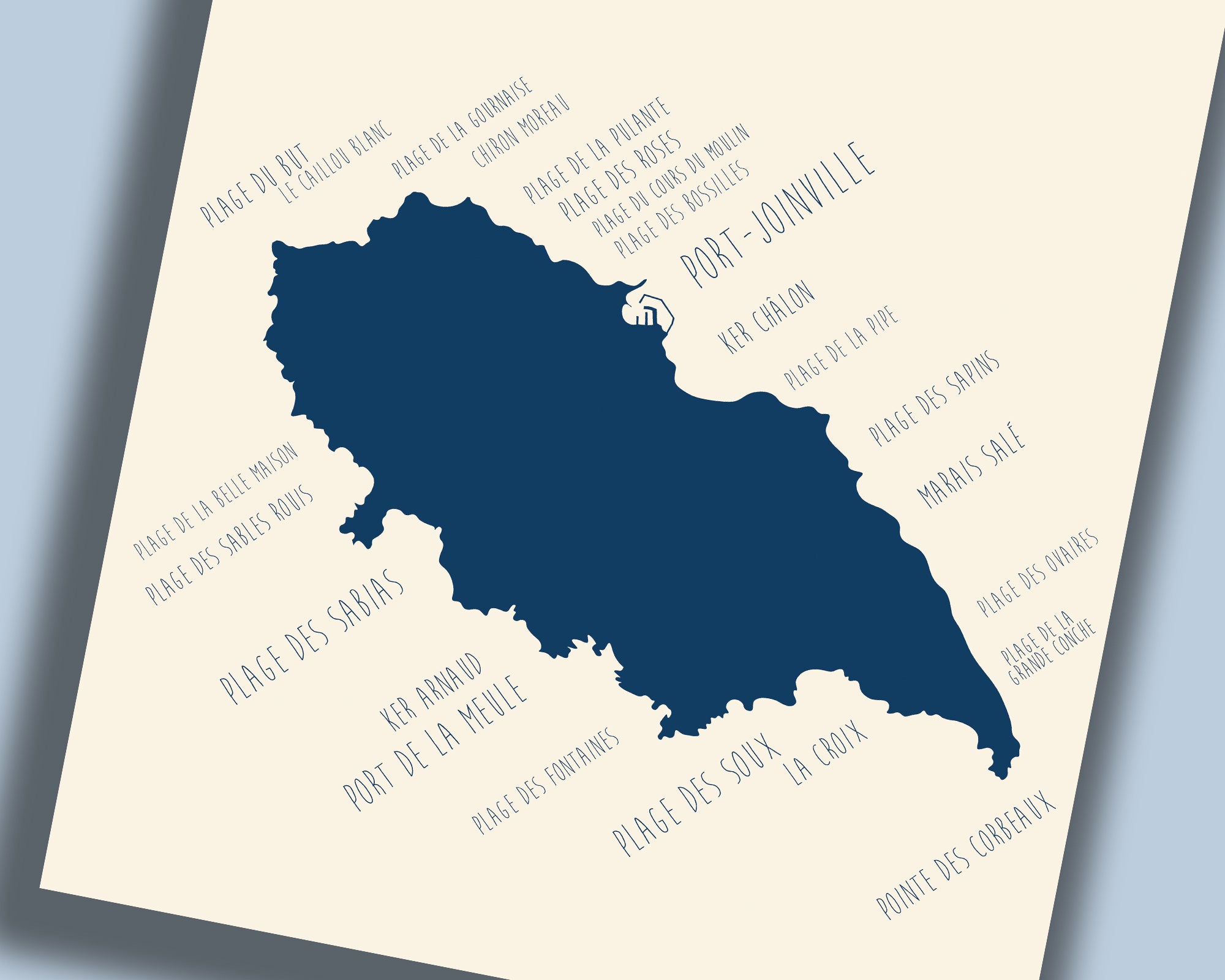 Poster Île d’Yeu Vendée – illustration littorale épurée pour décoration intérieure