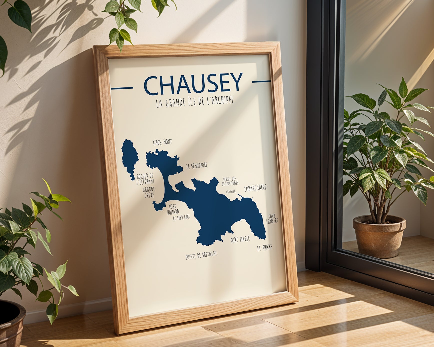 Poster Île Chausey vue panoramique des îlots et plages normandes