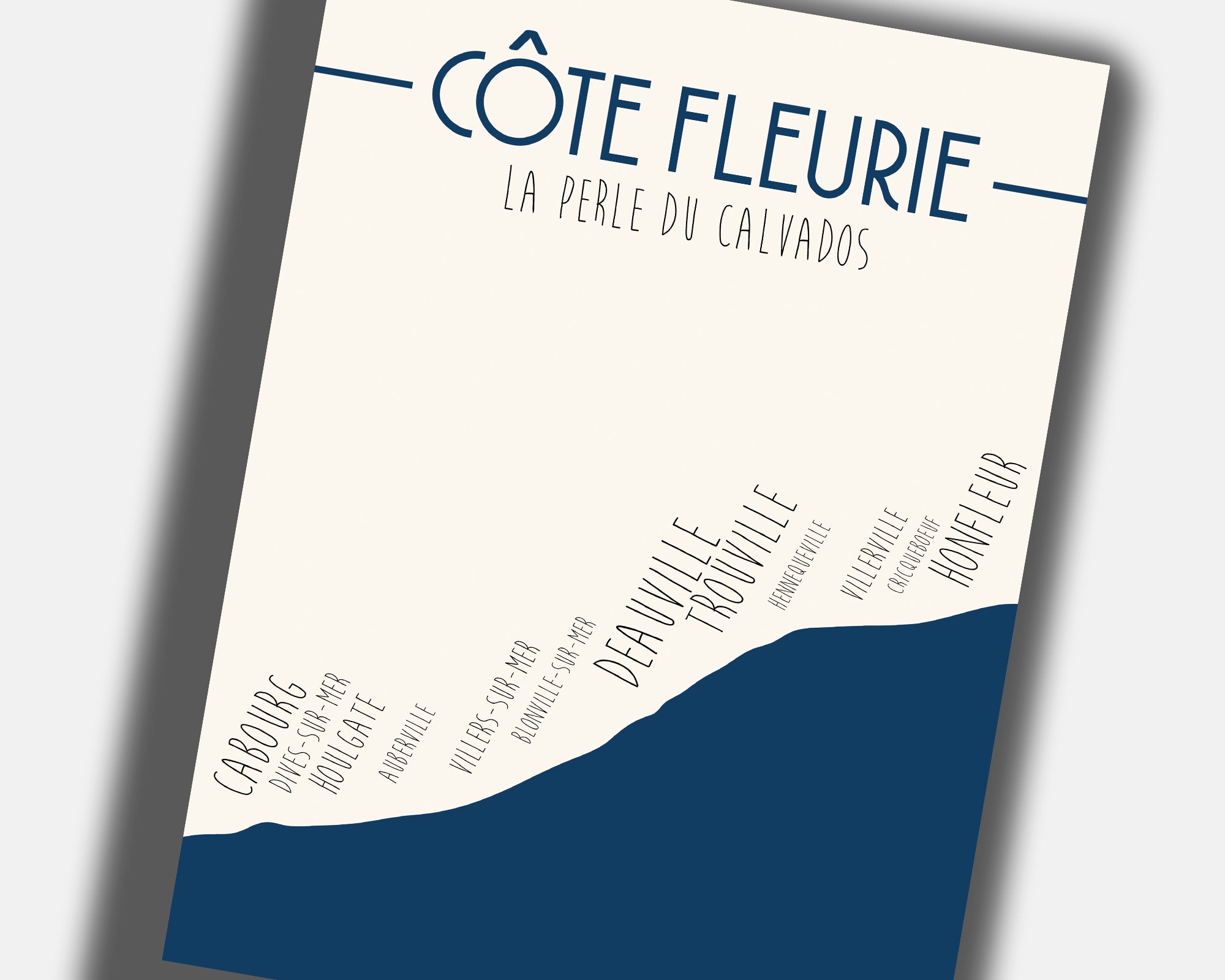 Carte graphique Côte Fleurie Bretagne poster moderne pour décoration murale
