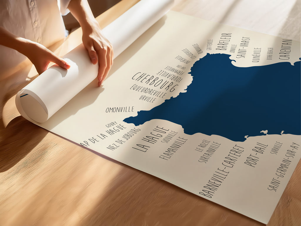 Affiche cadeau Littoral Normandie Cotentin pour amoureux de la mer et des paysages marins.