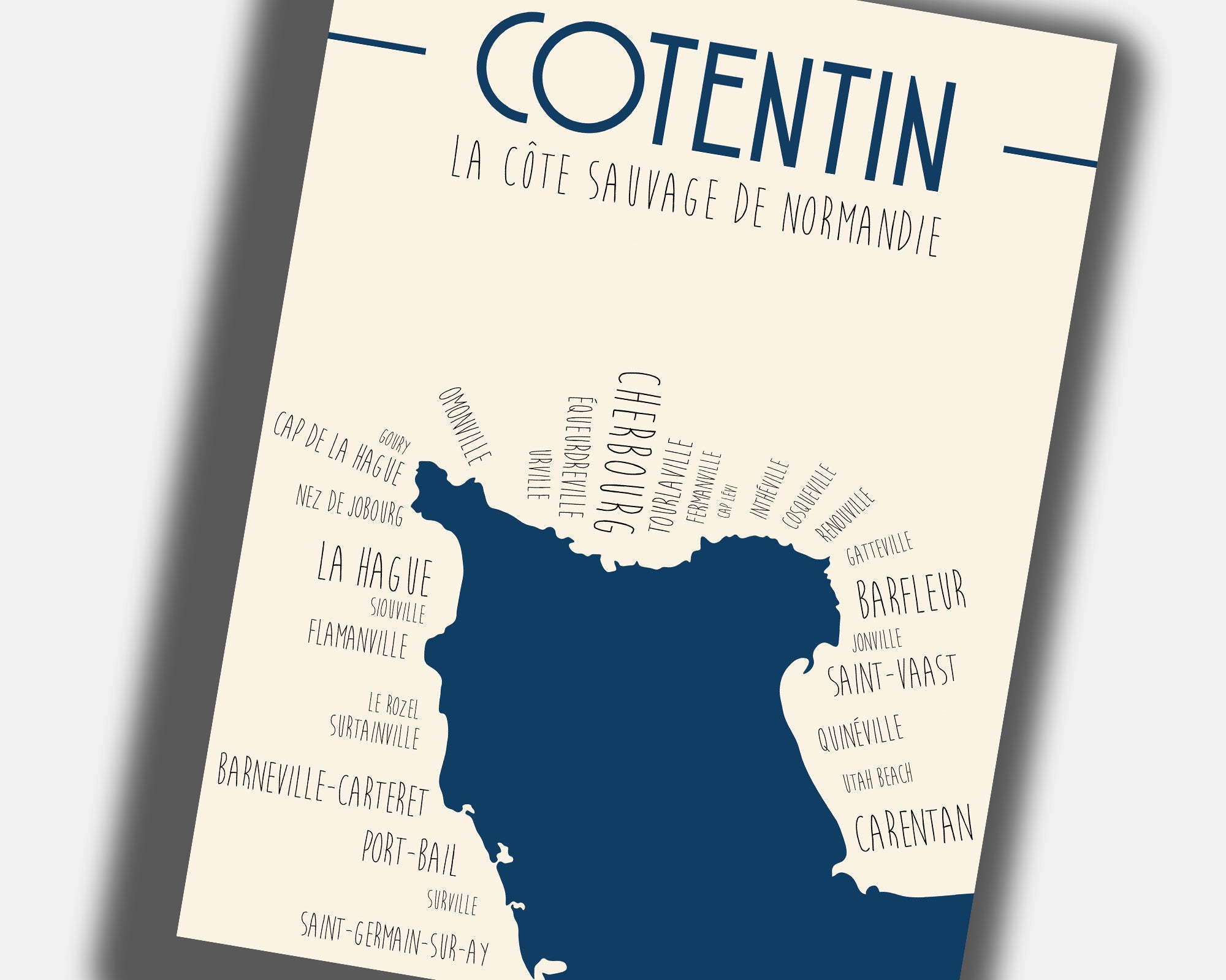 Affiche géographique Cotentin et littoral Manche par studio français Zoé Poster