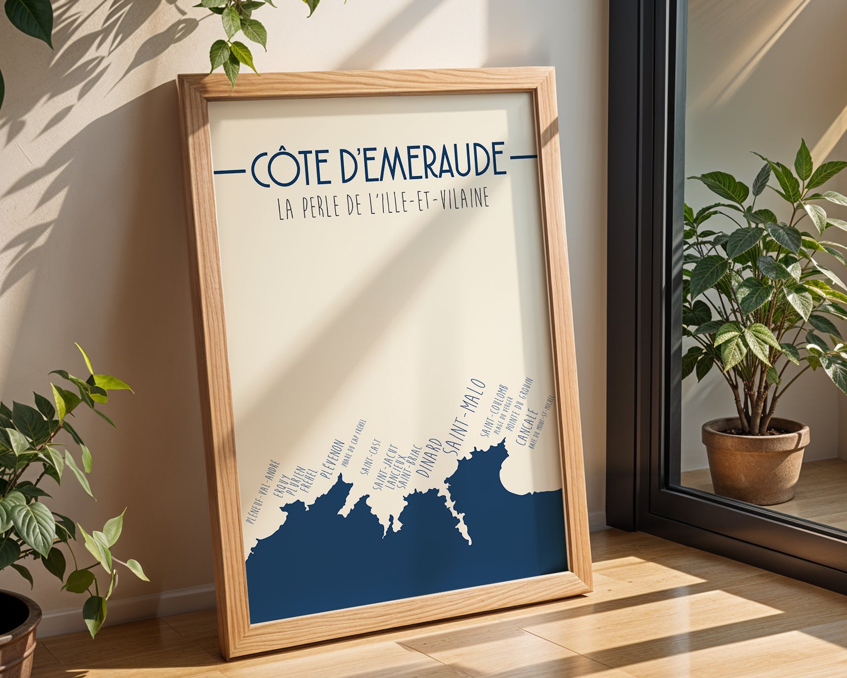 Affiche carte Bretagne Côte d Émeraude décoration murale minimaliste Zoe Poster