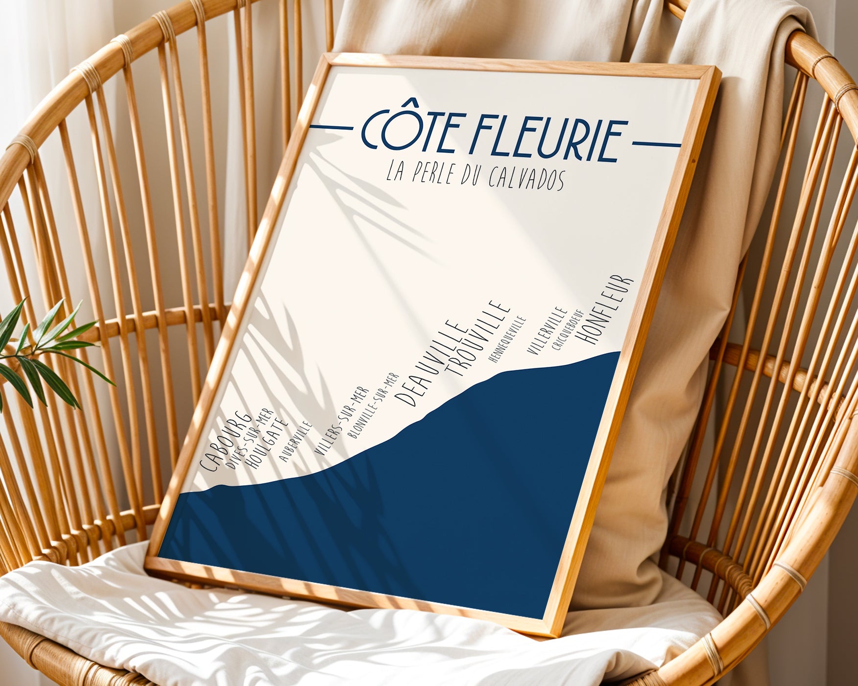 Affiche décorative port de Honfleur Cabourg Deauville design épuré pour intérieur