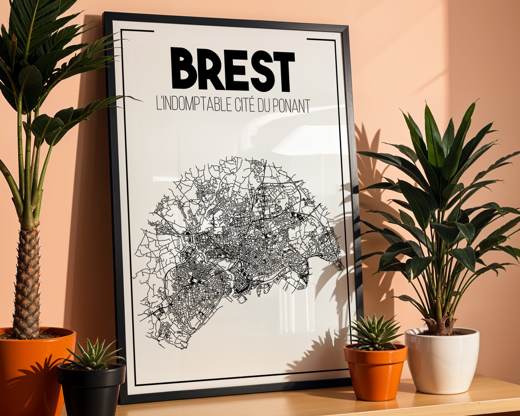 Affiche carte ville de Brest – décoration murale minimaliste Zoe Poster