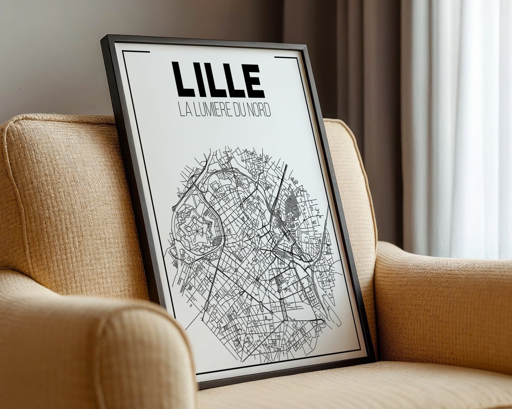 Poster design de Lille en style graphique épuré – Nord Pas de Calais
