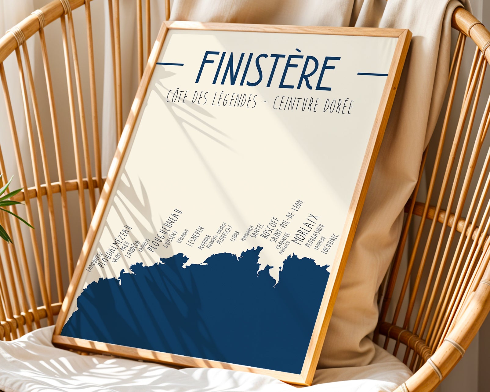 Carte décorative du Finistère – affiche Zoe Poster inspiration littoral breton