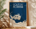 Affiche Golfe du Morbihan avec carte design du littoral breton