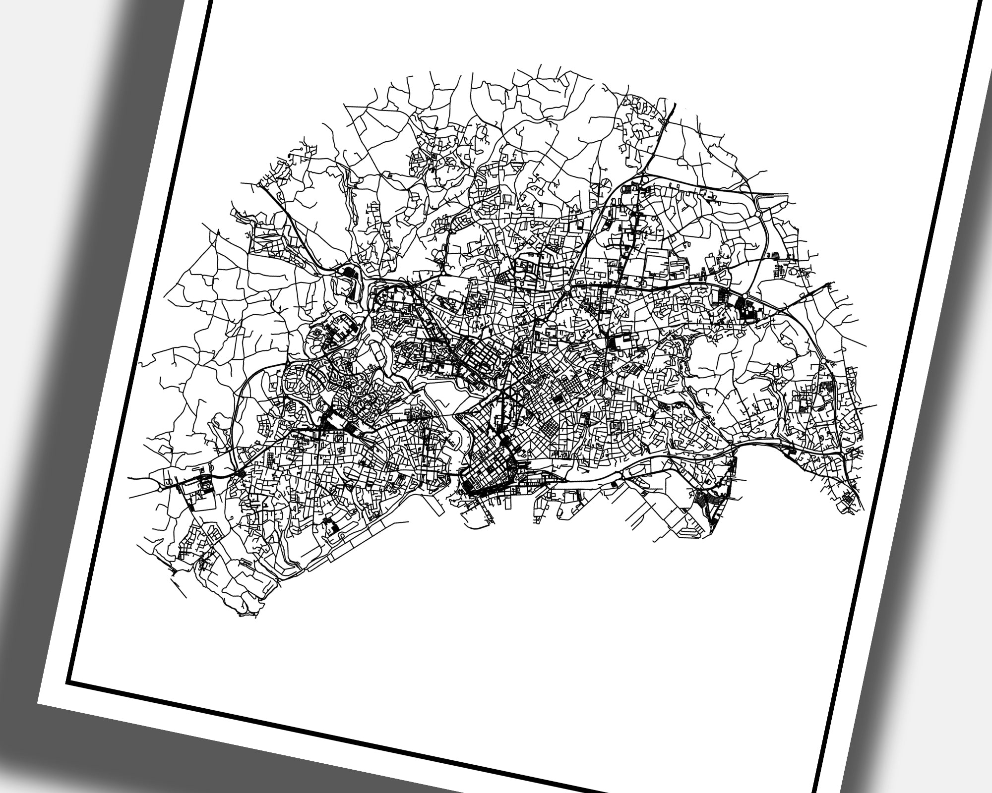 Carte graphique Brest Bretagne – poster moderne pour décoration intérieure