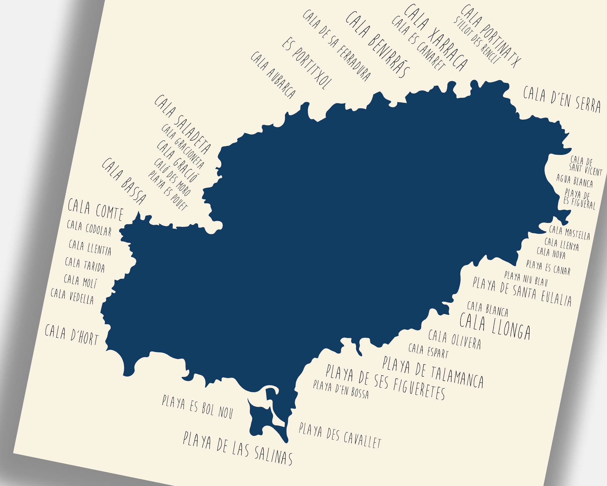 Affiche design Ibiza Espagne idéale pour salon, bureau ou chambre