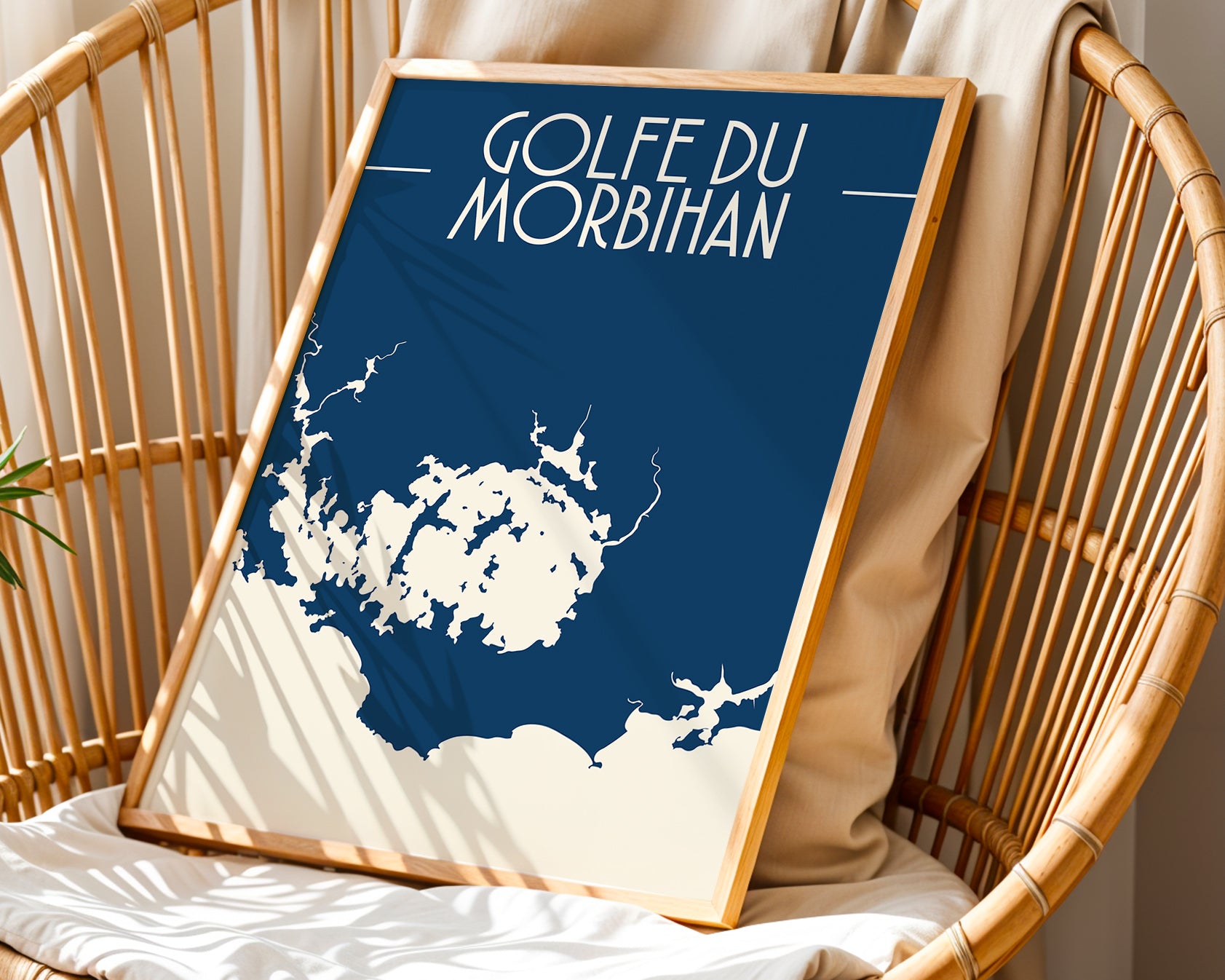 Poster carte du Golfe du Morbihan en Bretagne au style graphique moderne