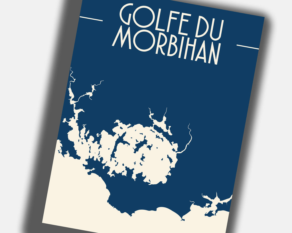 Carte artistique du Golfe du Morbihan en Bretagne pour décoration murale