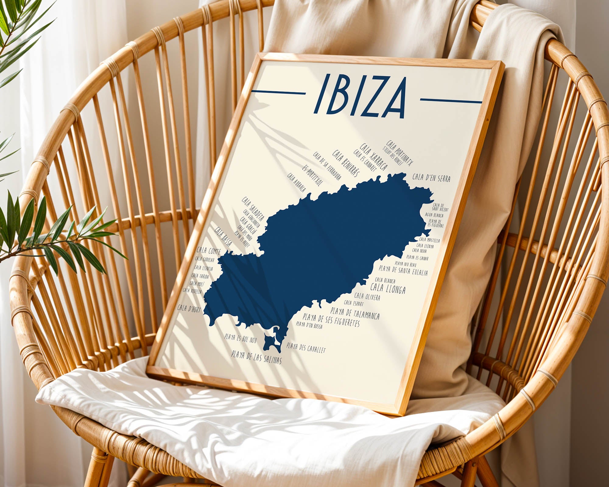 Illustration décorative Carte Ibiza Espagne pour décoration murale intérieure