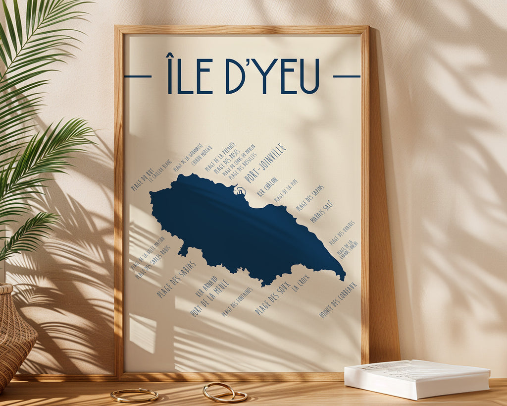 Illustration de l’Île d’Yeu en Vendée – affiche épurée et décoration douce littorale