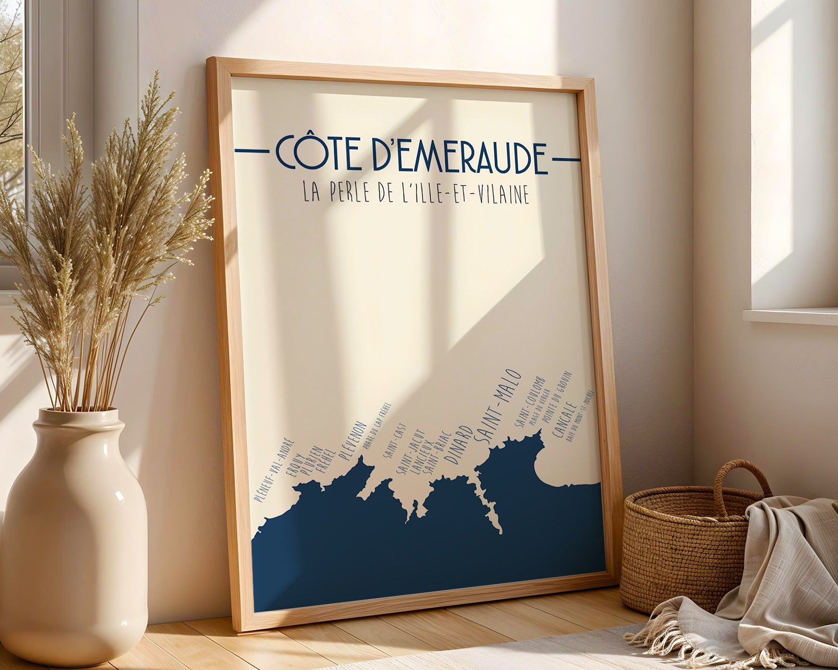 Affiche minimaliste Bretagne bord de mer décoration intérieure douce