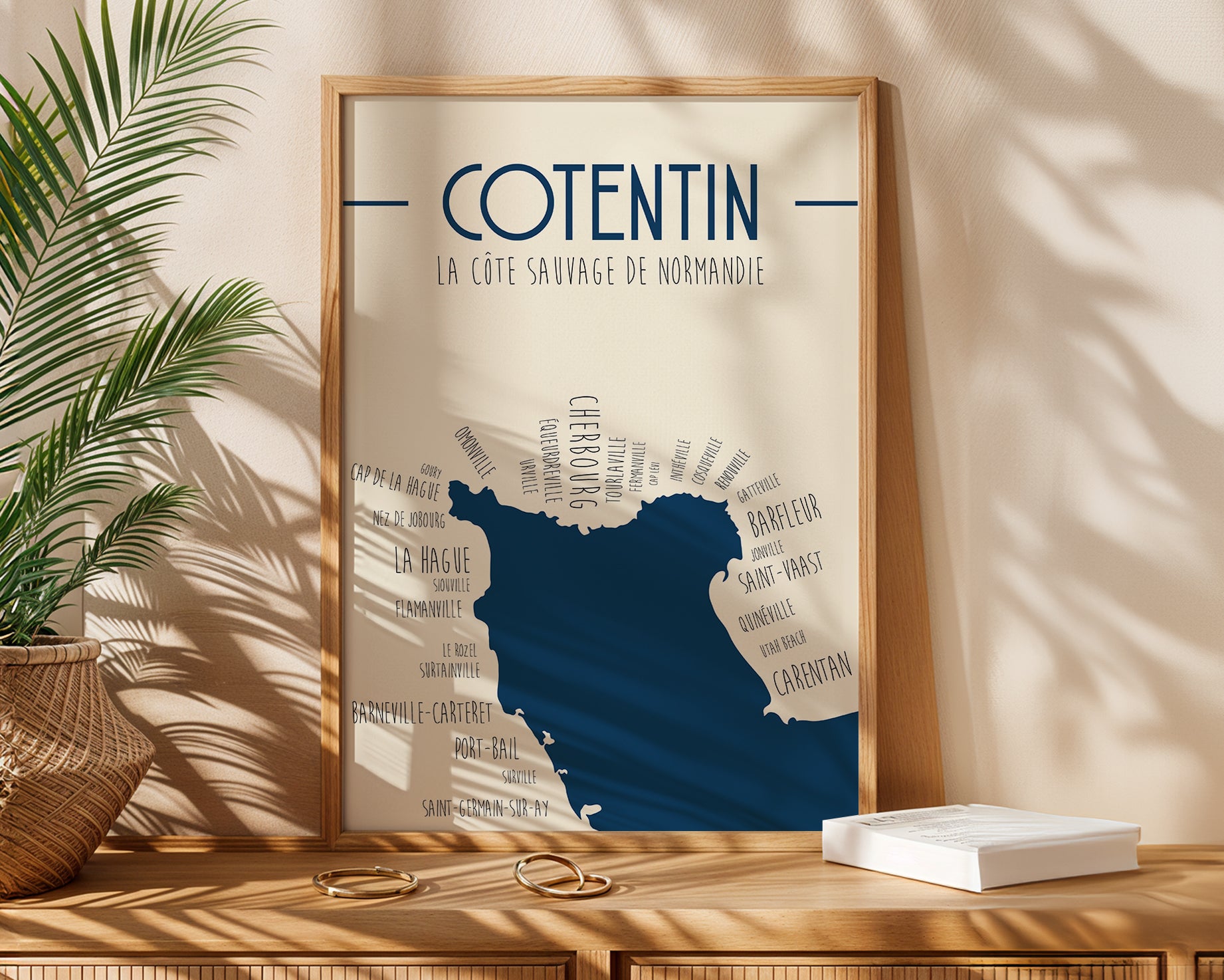 Poster mural Cotentin et Manche avec falaises, plages et dunes pour salon ou bureau.