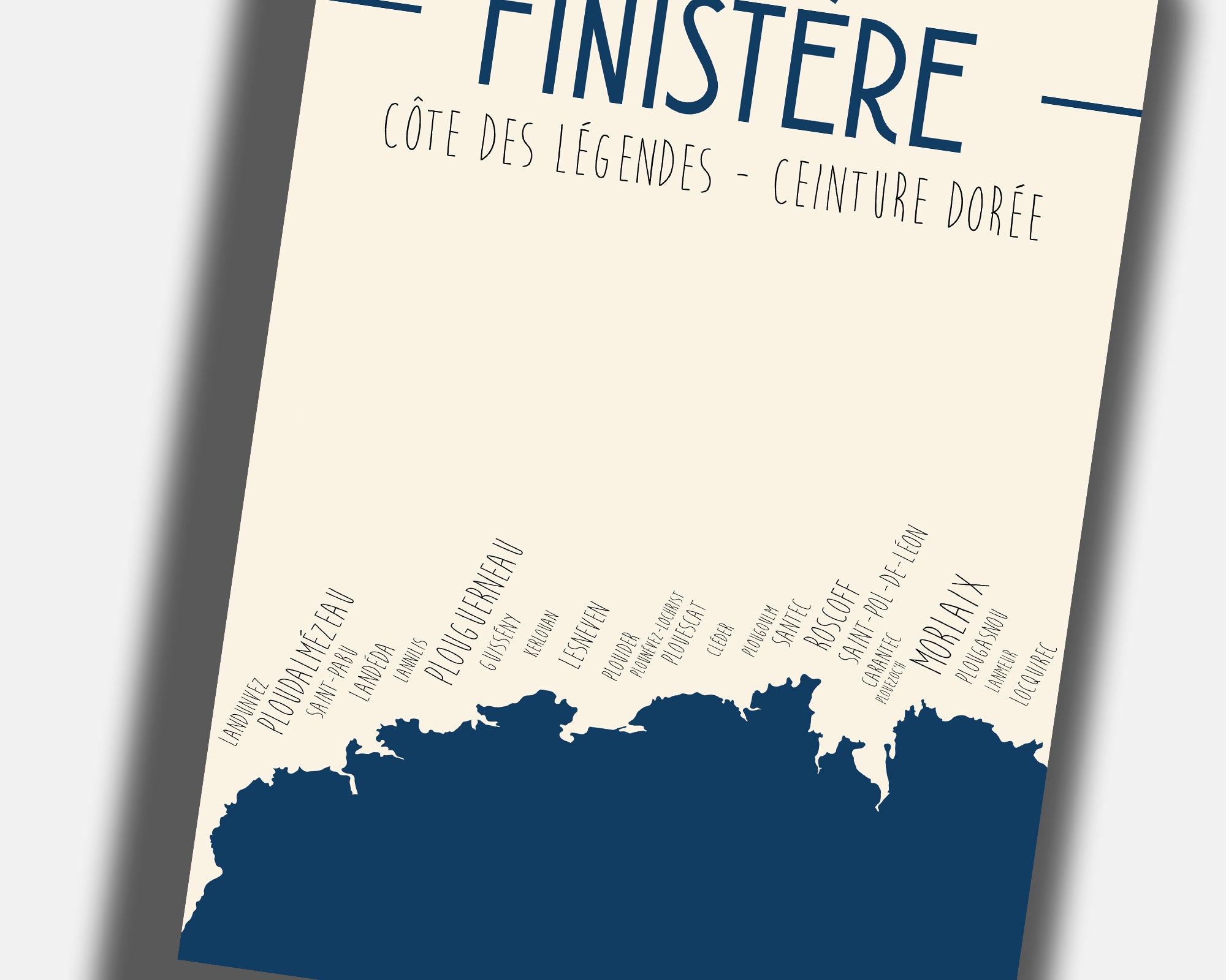 Décoration murale littorale Finistère – carte côtière décorative Zoe Poster