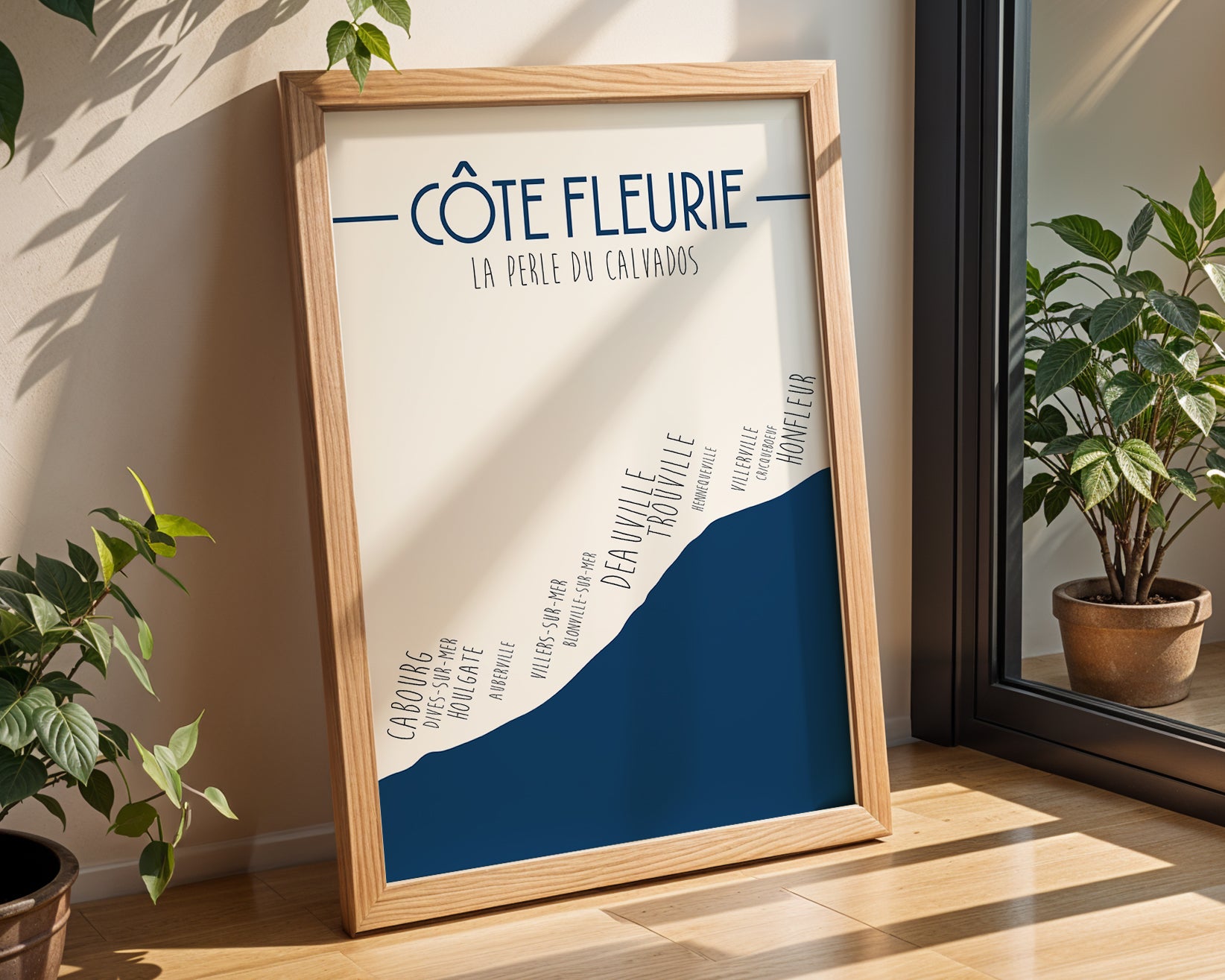 Poster littoral Calvados illustration graphique de la Côte Fleurie