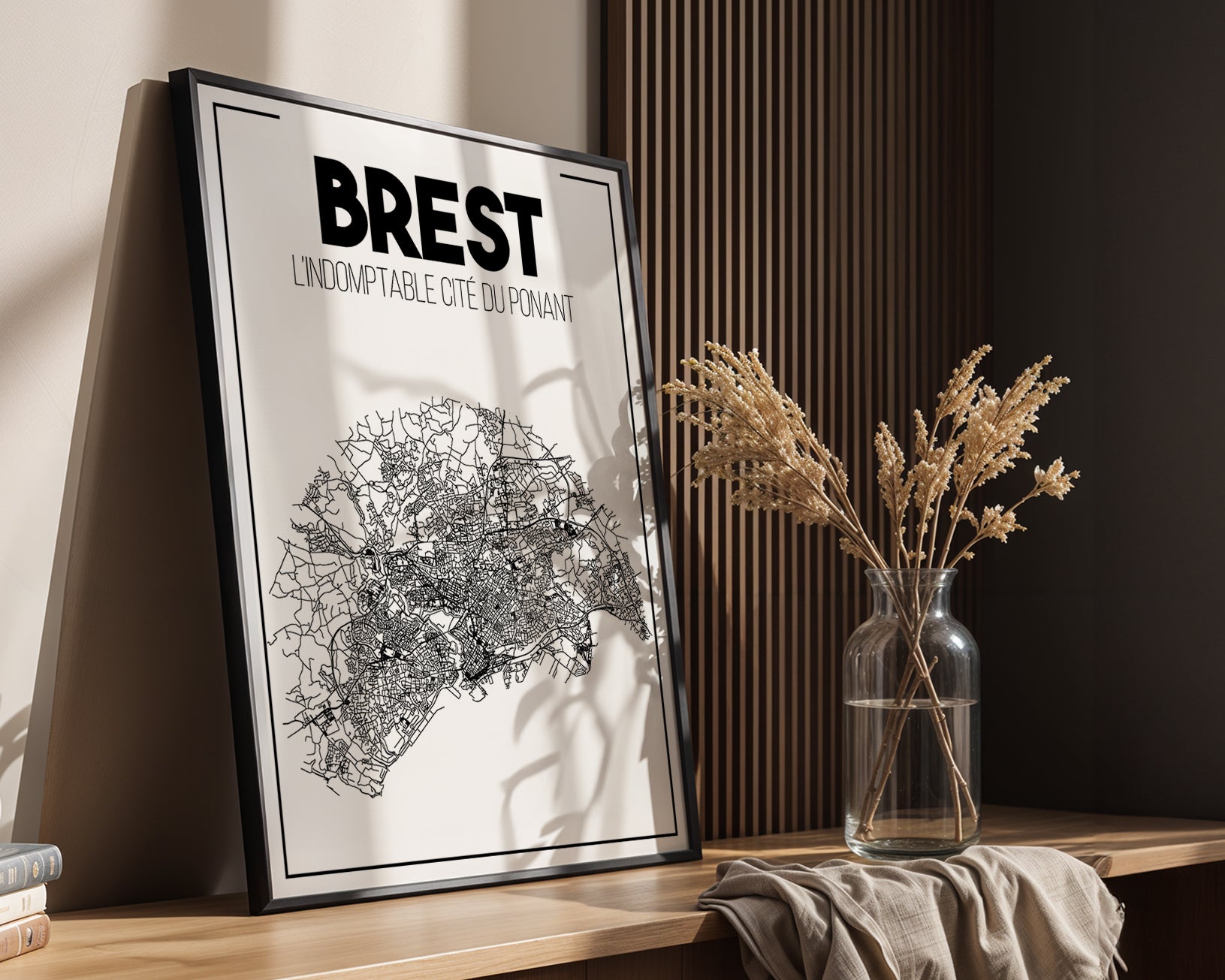 Poster urbain Brest – illustration graphique de la ville en style épuré