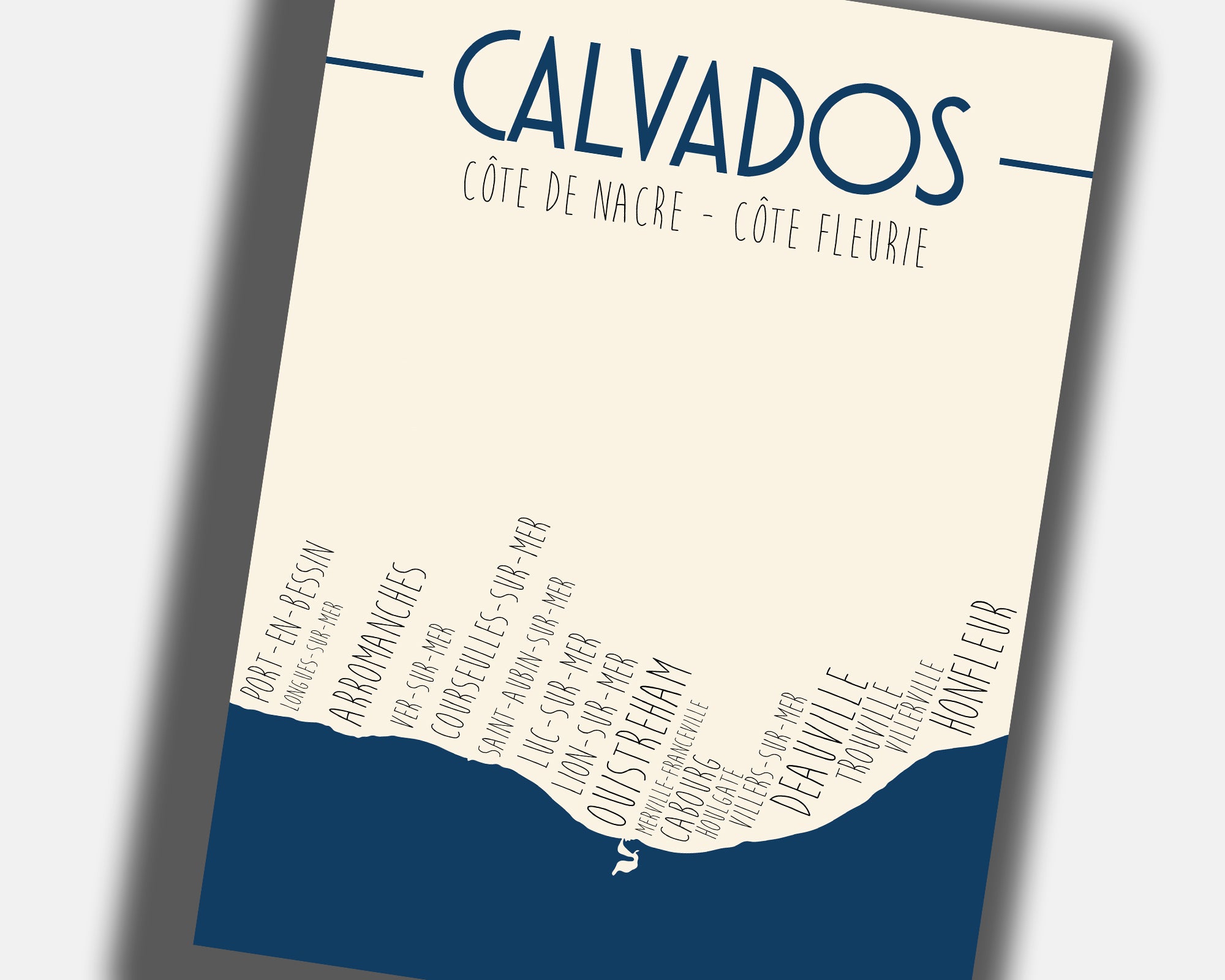 Affiche murale Normandie Calvados minimaliste et douce pour décoration maison.