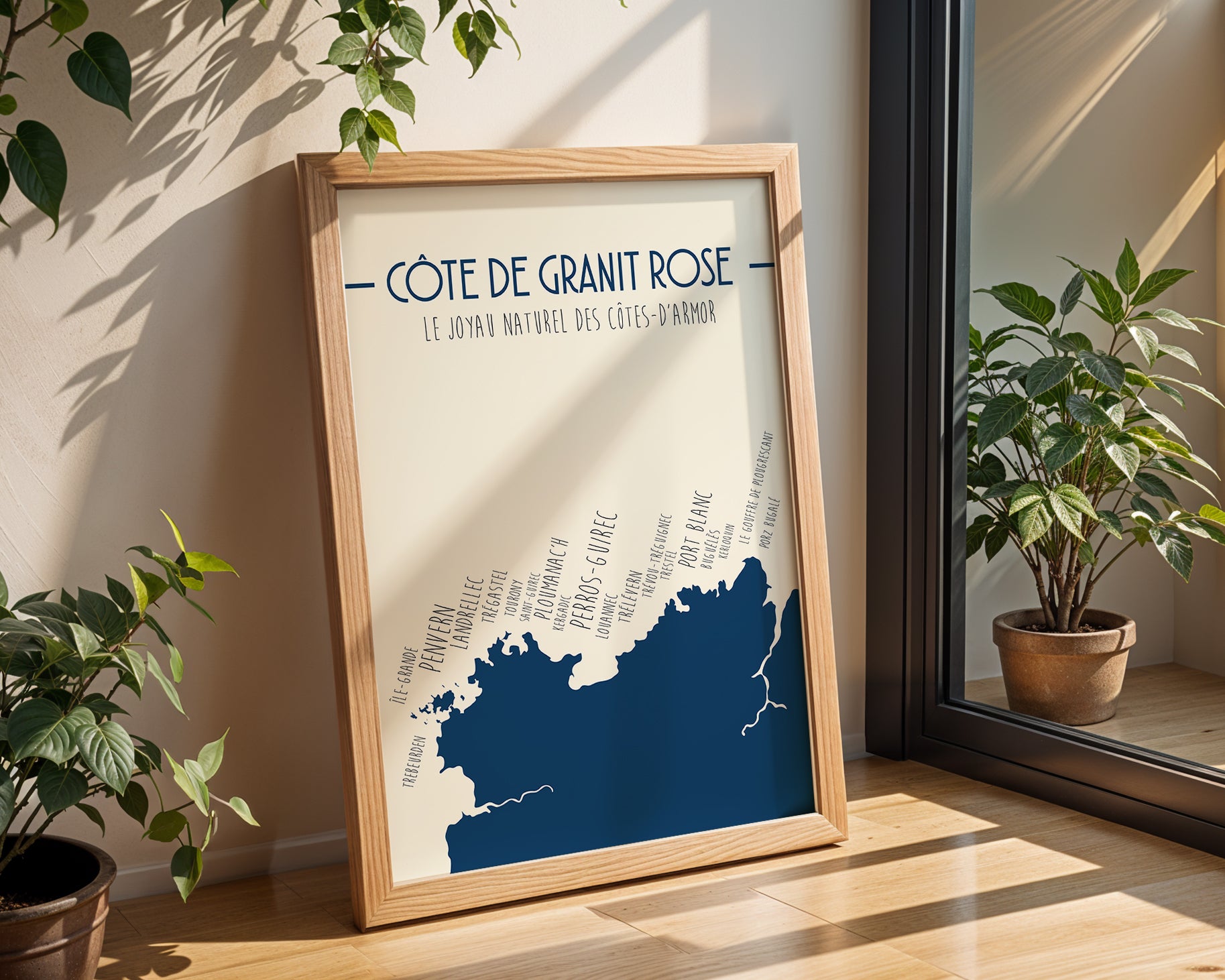 Poster mural original inspiré du littoral breton, parfait pour salon ou chambre.