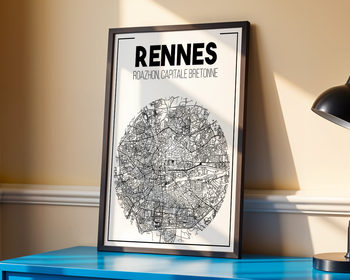 Poster urbain Rennes – illustration graphique et design épuré
