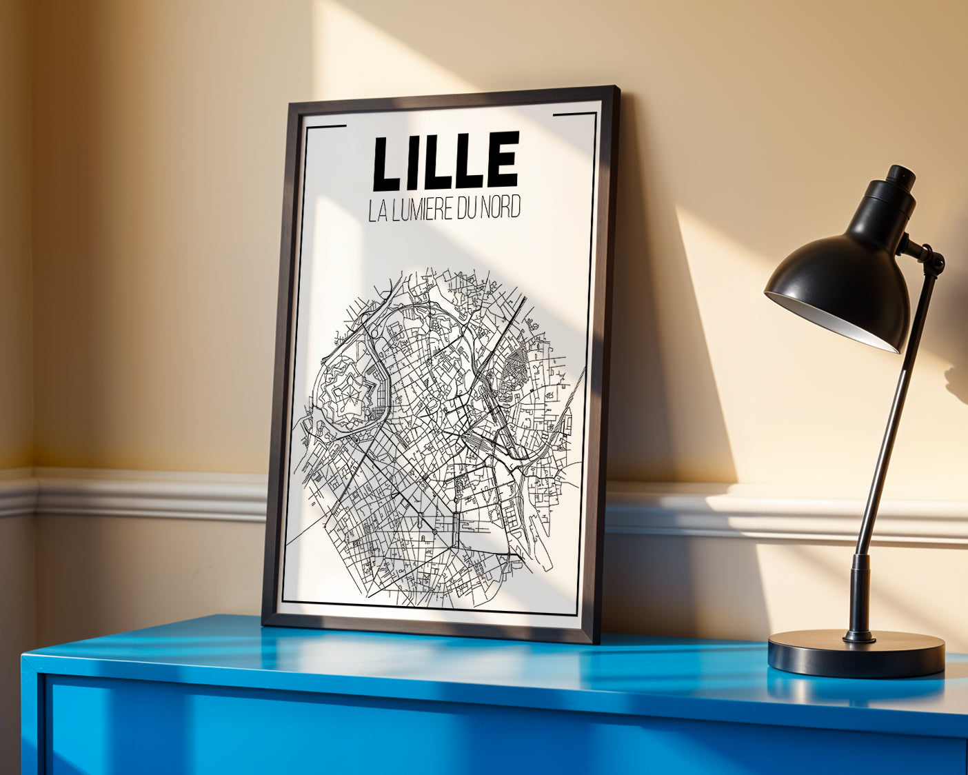 Affiche Lille – vue détaillée des intersections et tracés urbains