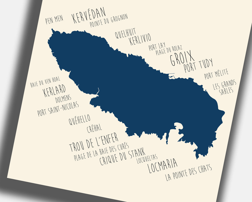 Affiche Île de Groix encadrée en décoration murale, poster Bretagne pour intérieur bord de mer et décoration marine