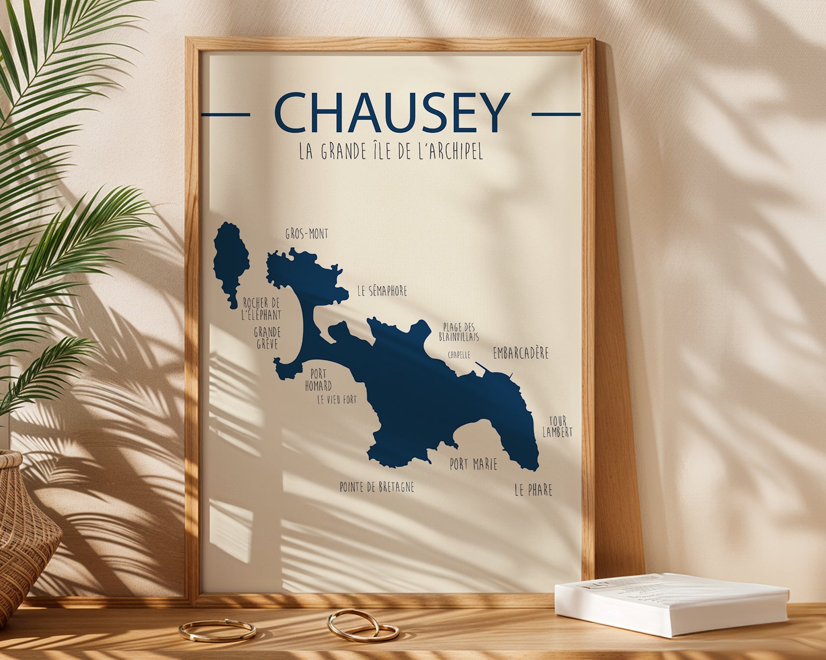 Affiche Île Chausey Normandie illustrée avec l’archipel et la mer turquoise