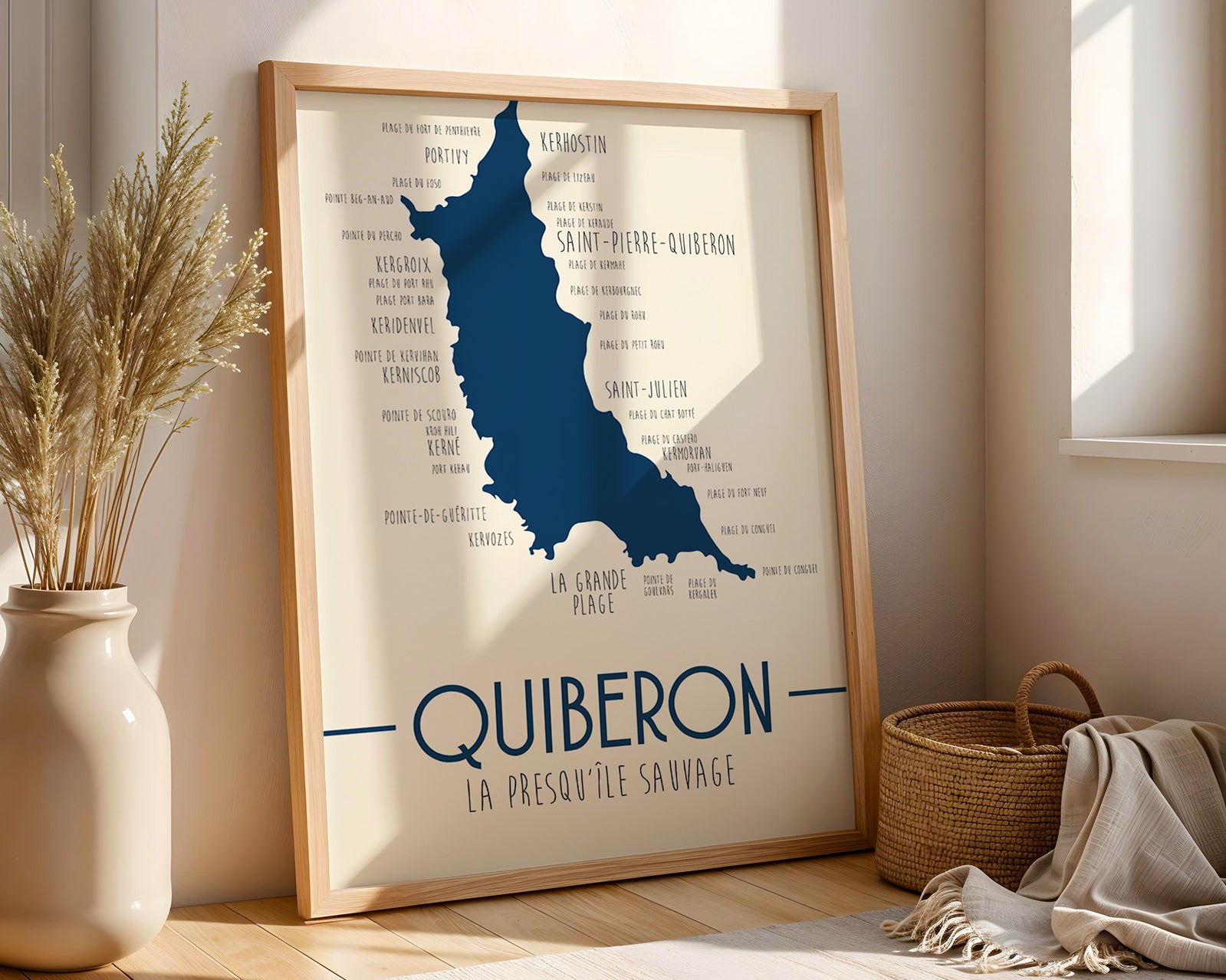 Poster carte marine de Quiberon au design épuré et contemporain