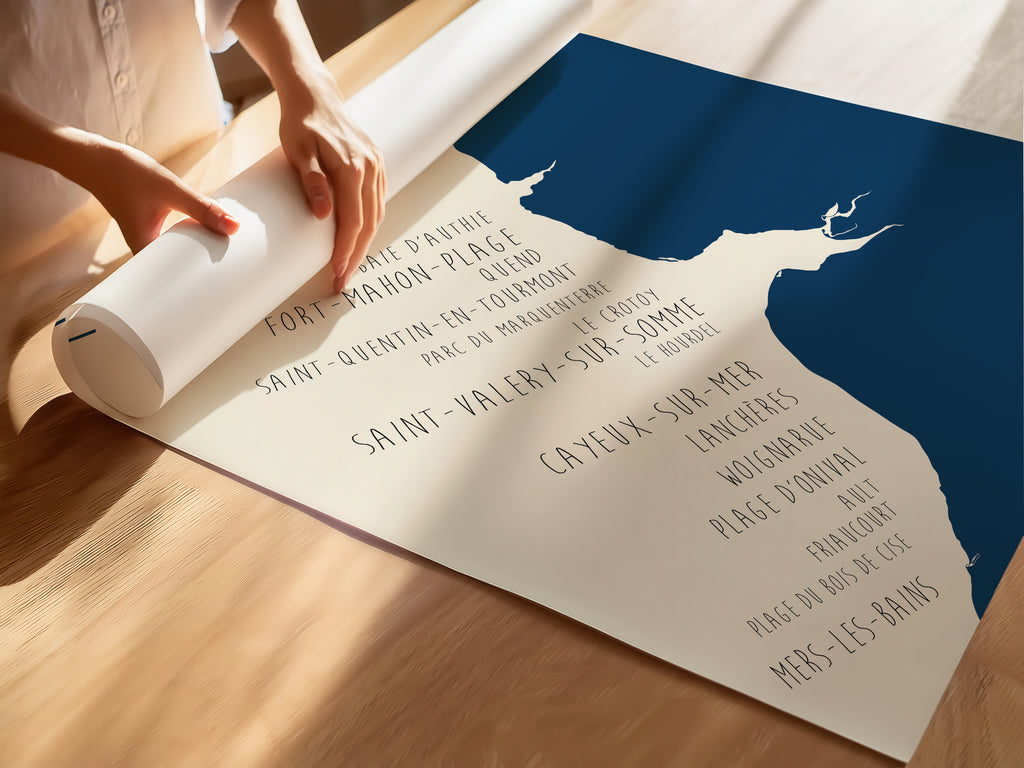 Poster Baie de Somme – art mural représentant plages, marais et estuaire du Nord de la France